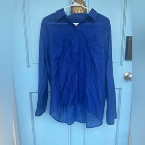 Chico’s Vibrant Blue Button-Up Shirt size 3